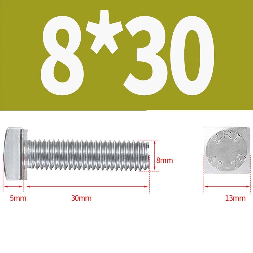 M8 M10 M12 Square Head Bolts Full Threaded 304 Stainless Steel 12–100mm - HomeDIYer
