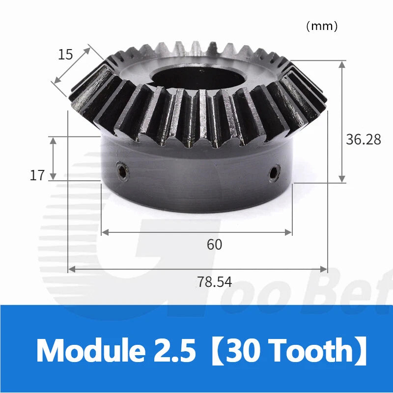 Bevel Gear C45 Steel Mod 2.5 Miter Gear Ratio 1:1 20/25/30 Tooth Hardened Black