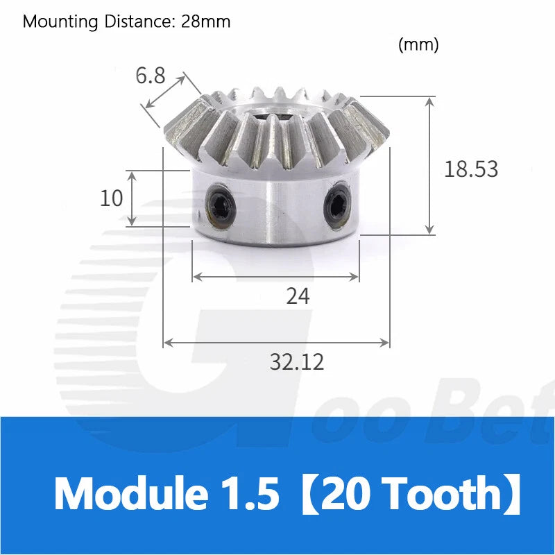 Bevel Gear Set 40Cr Chrome Steel Module 1 1.5 90° 1:1 Pairing 15 20 25 30 Tooth