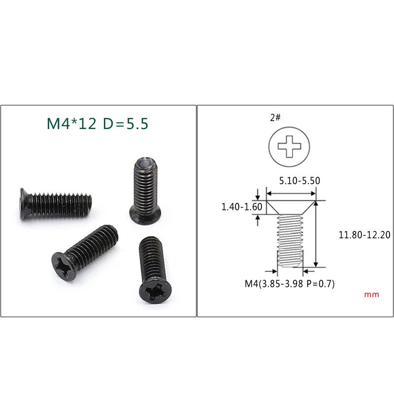 M4 M5 M6 Phillips Countersunk Screws – Zinc Plated Carbon Steel, 6–24mm Lengths (Bulk Pack)