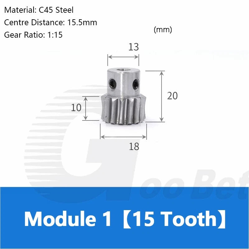 Module 1 Metal Worm Gear Wheel Worm Shaft 15/20/25/30/35/40/50/60 Teeth 45 Steel