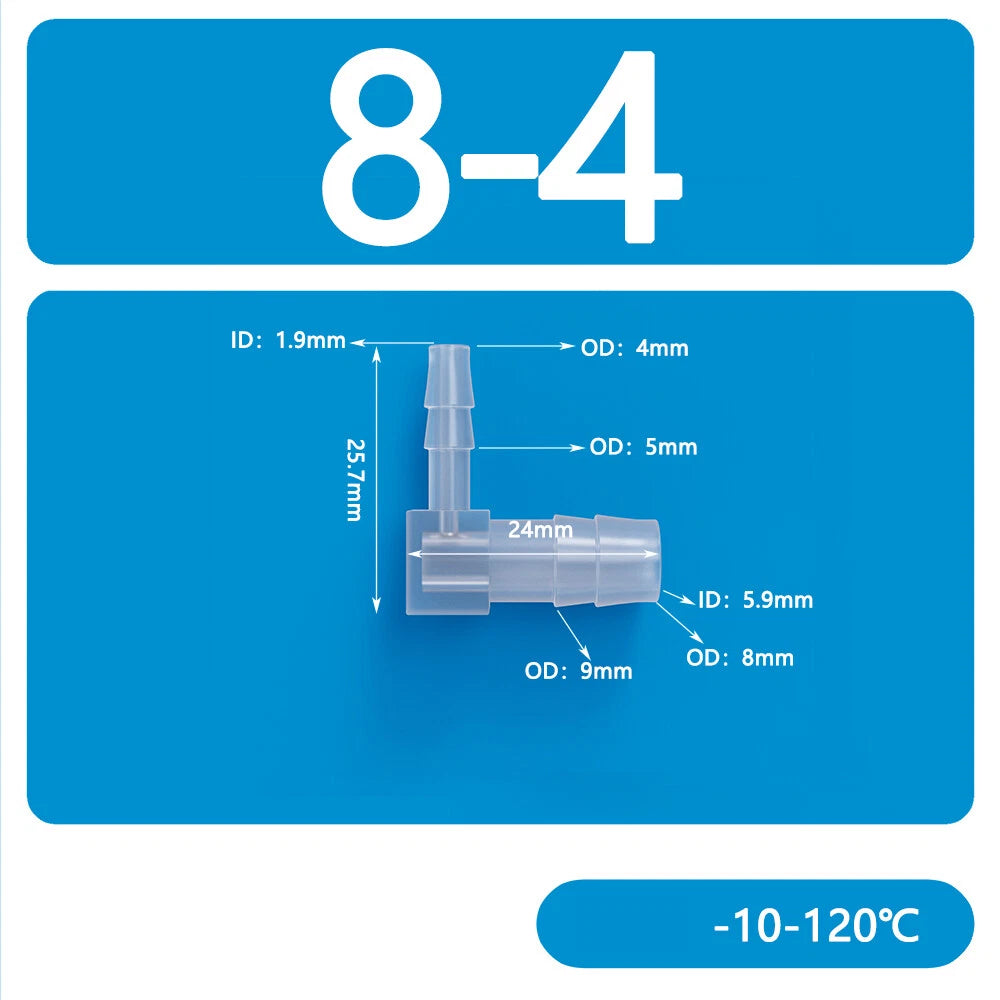L-Shaped Reducer Elbow Hose Connector — Plastic Tube Fitting for Air & Water Lines