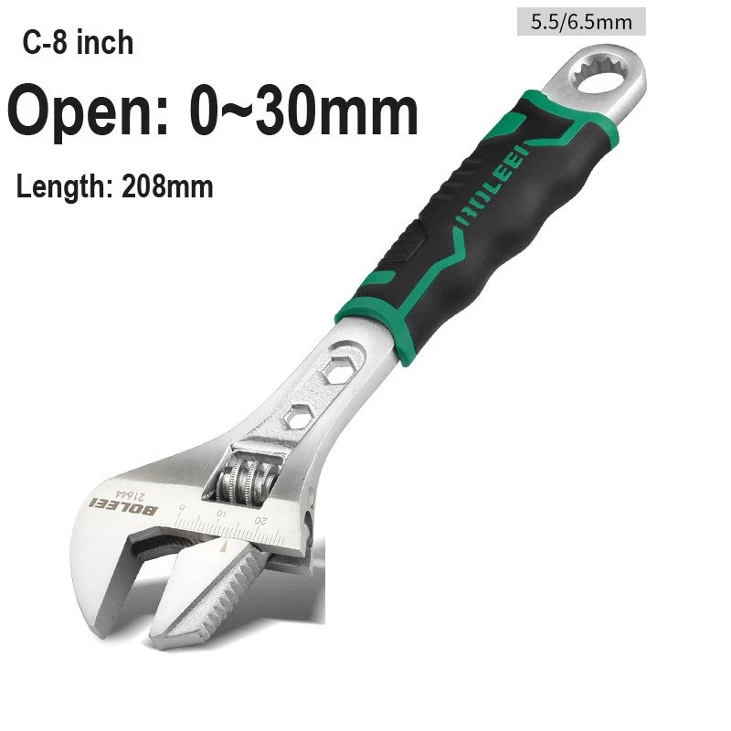 Adjustable Spanner Wrench 6 8 10 12" Cr-V Steel Metric Scale Strong Grip Handle