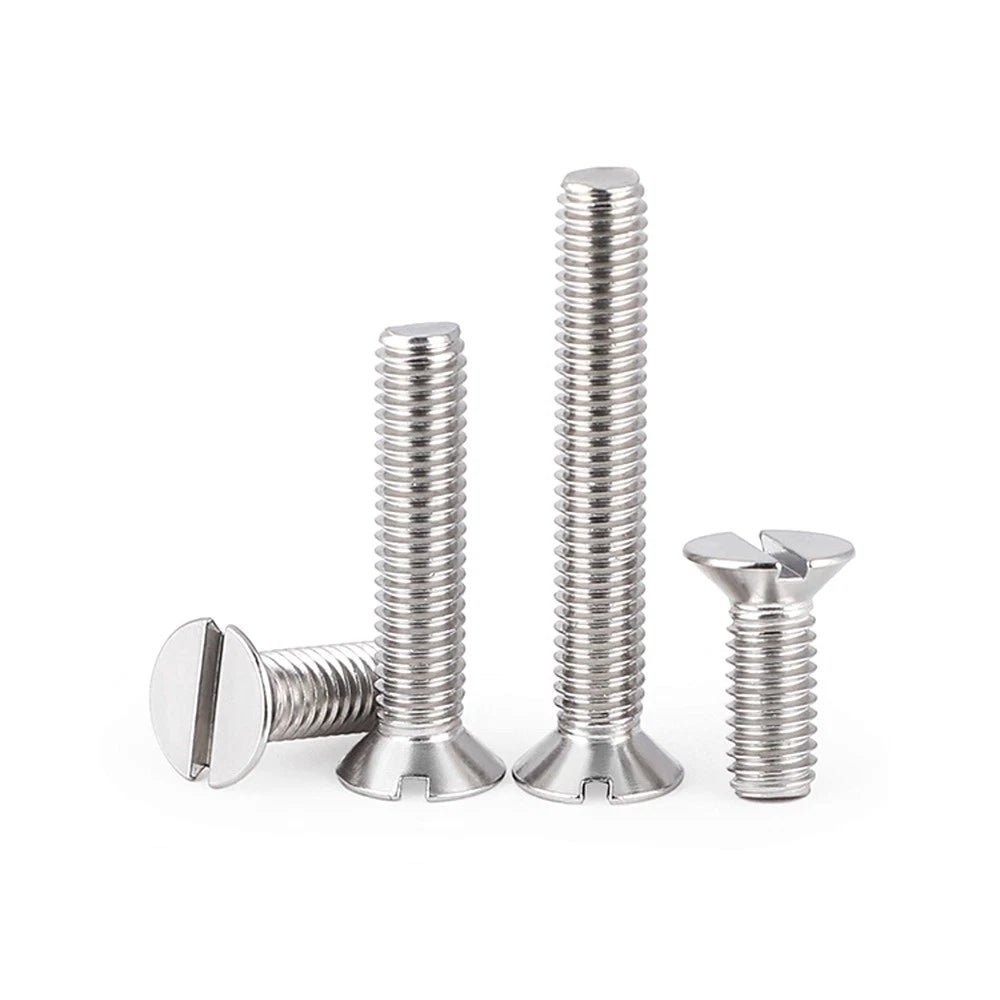 A2 Stainless Steel Slotted Countersunk Machine Screws — M1.6 to M10, Flat Head CSK Bolts - HomeDIYer