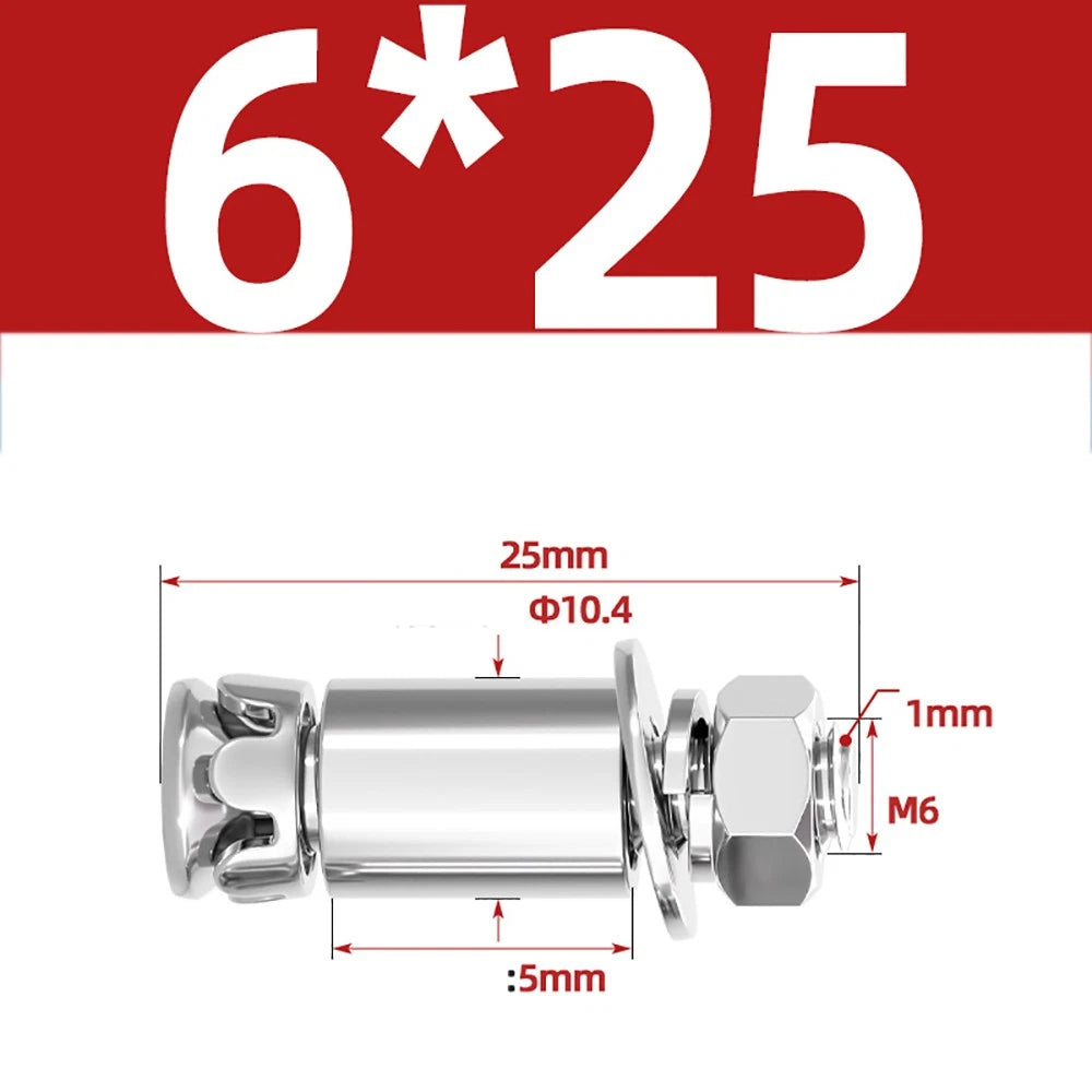 M6 M8 Stainless Steel Expansion Bolts for Marble & Concrete — 304 / 201 SS, 20–40mm