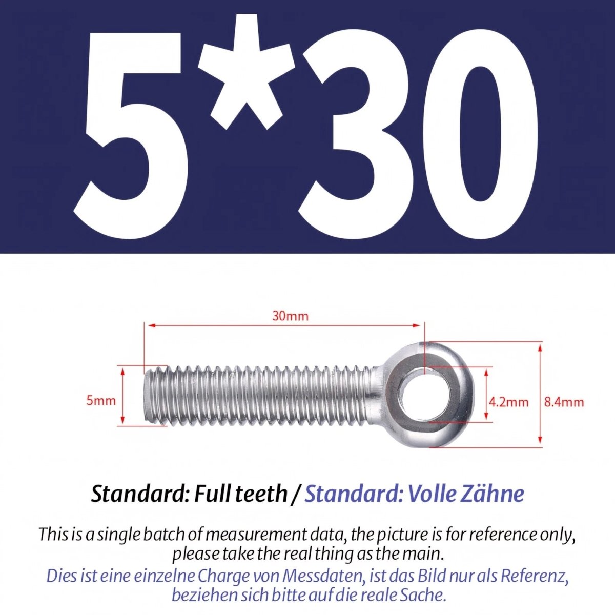 M5 M6 Stainless Steel Eye Bolts — A2 304 Threaded Ring Eyelet Screws for Catenary Wire & Hanging - HomeDIYer