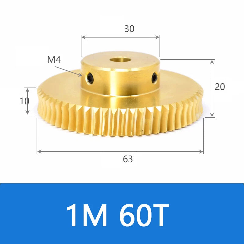 Brass Worm Wheel Gear 1/1.5 Modulus Transmission Gear Worm Rod Worm Gear Shaft