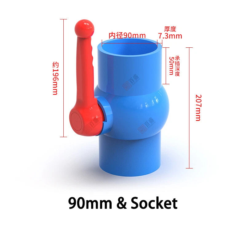 PVC Pipe Fittings 20mm-110mm Ball Valve Socket Solvent Weld-Female Thread Blue