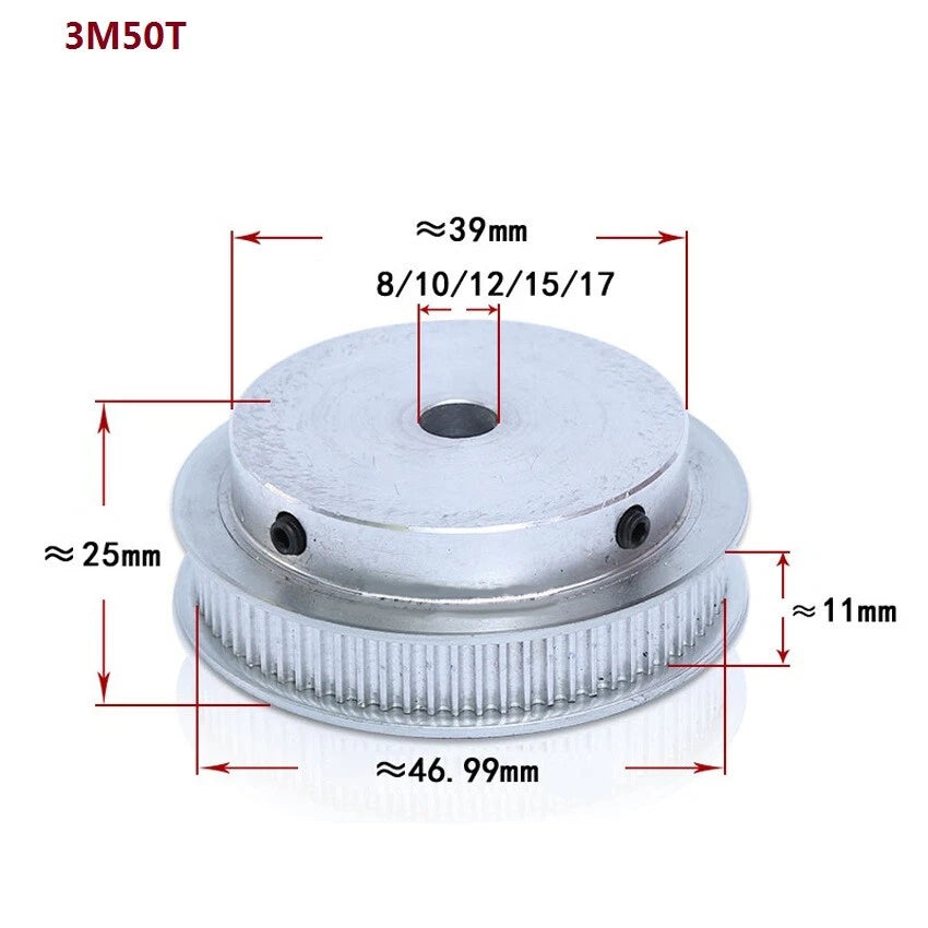 HTD-3M 15T-100T Timing Belt Pulley Synchronous Wheel Pitch 3mm Tooth Width 11mm