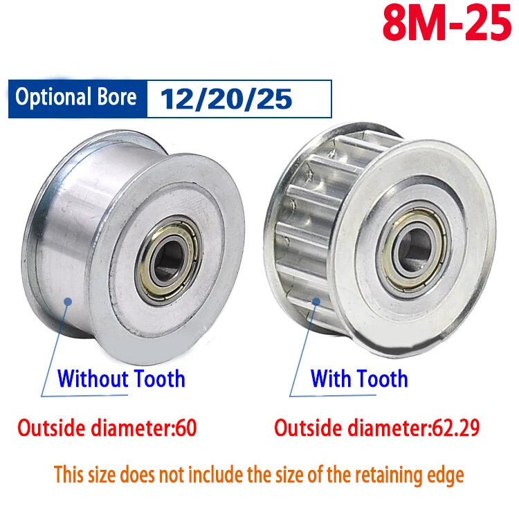 HTD-8M Timing Belt Smooth Tooth Idler Drive Pulley 15 16 20 24 25 30 Tooth