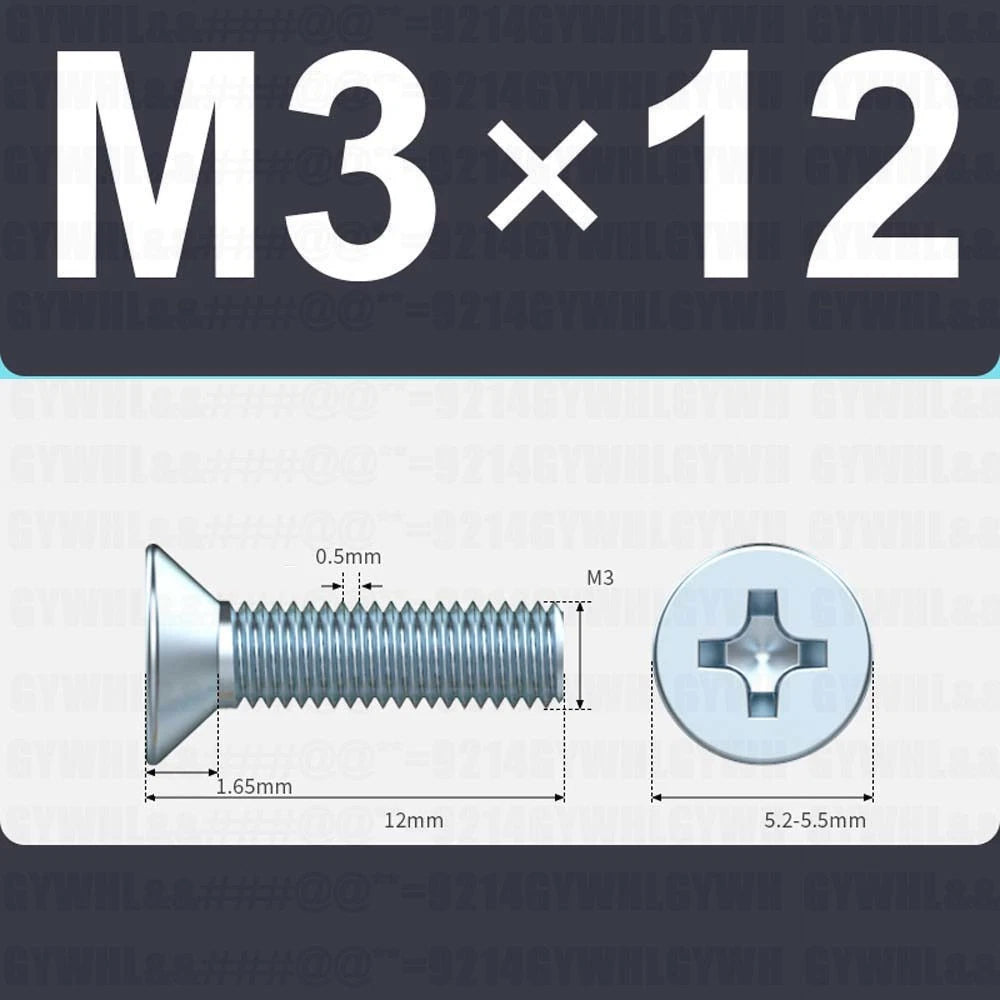 M3–M12 Zinc Plated Phillips Countersunk Machine Screws DIN 965 | Flat Head Bolts
