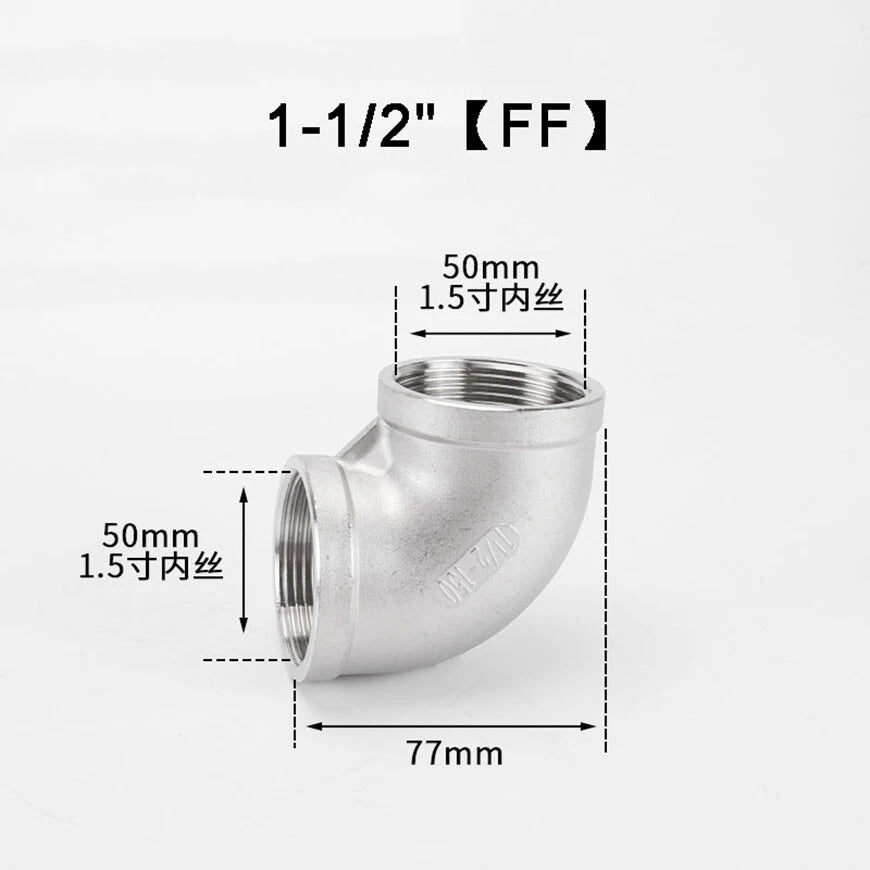 BSP 90° Elbow Pipe Fitting — 304/316 Stainless Steel, 1-1/4" to 4", FF / FM / MM