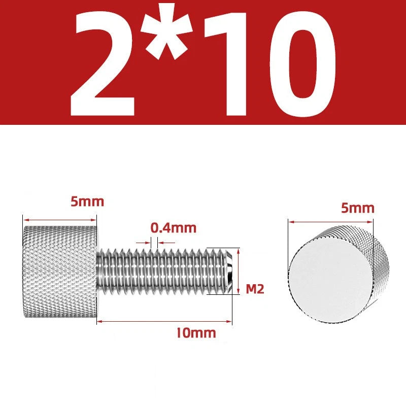 Knurled Thumb Screws A2 Stainless Steel — Flat Head Thumbscrew Bolts M2 M2.5 M3 M4 M5 M6 M8