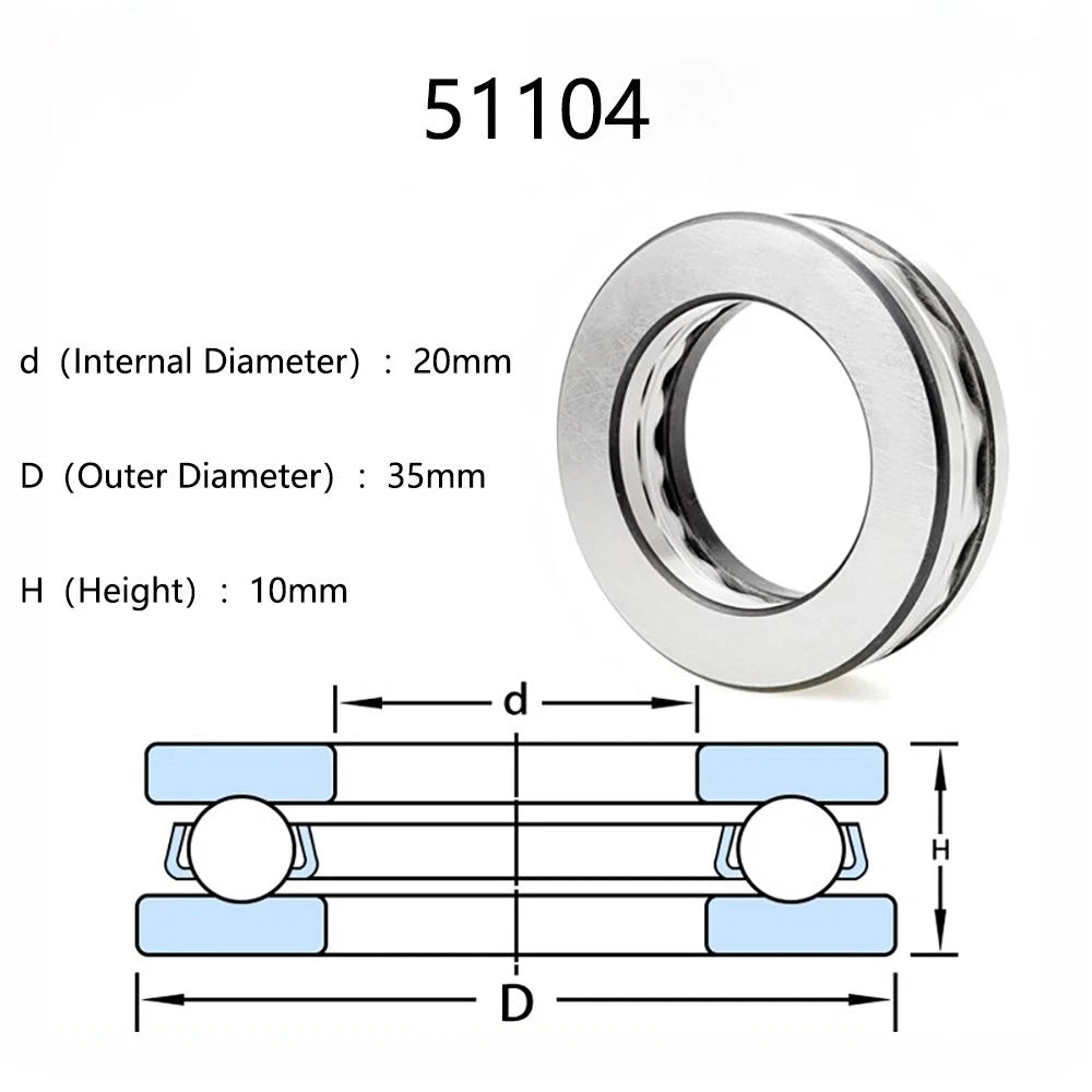 High-Quality Thrust Ball Bearings, All Sizes (Model Nos. 51100-51105)