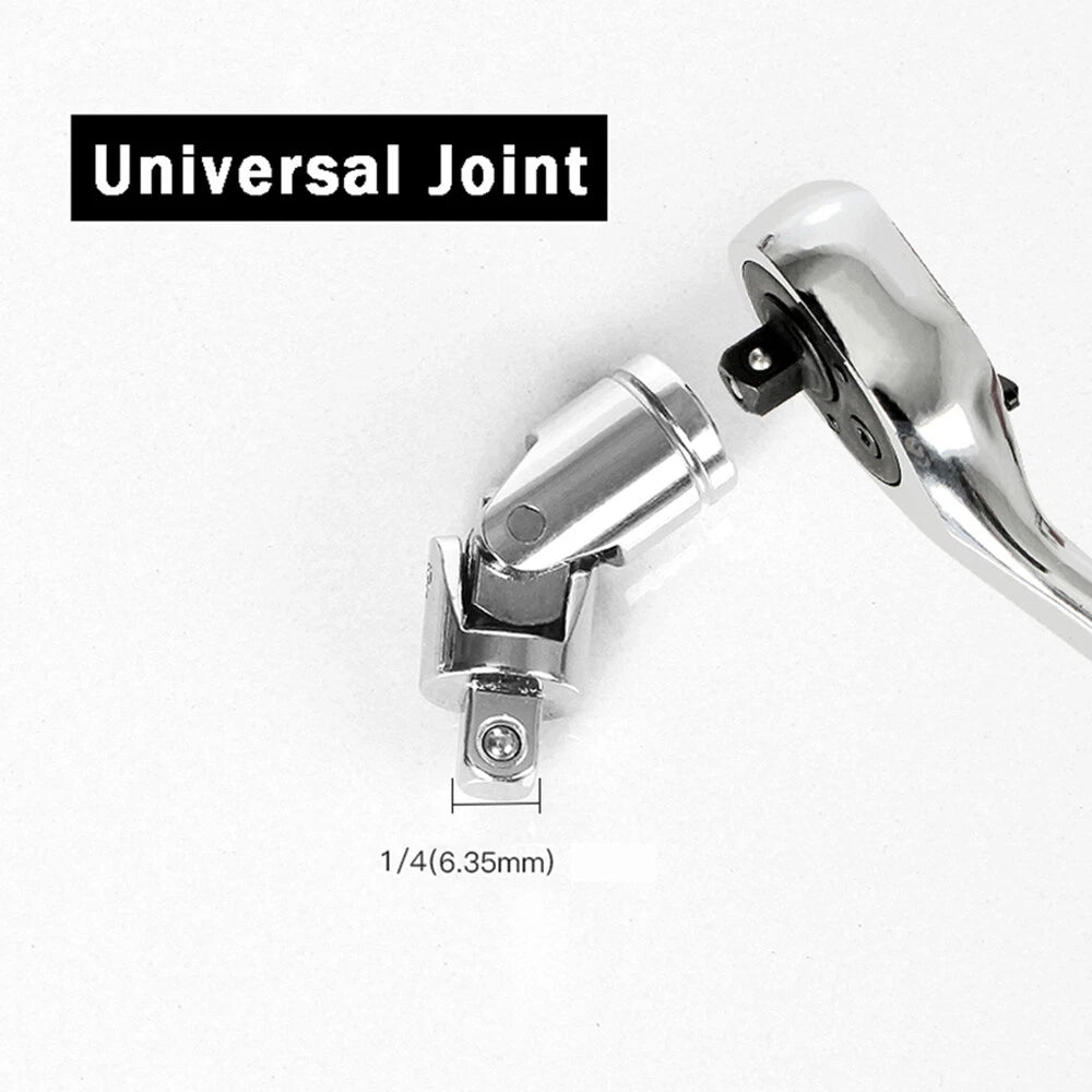 1/4 Drive Ratchet Wrench Socket Converter Head Universal Joint Extension Adapter