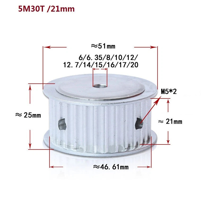 HTD-5M 12-60T Timing Belt Pulley Synchronous Wheel Pitch 5mm Tooth Width 16/21mm