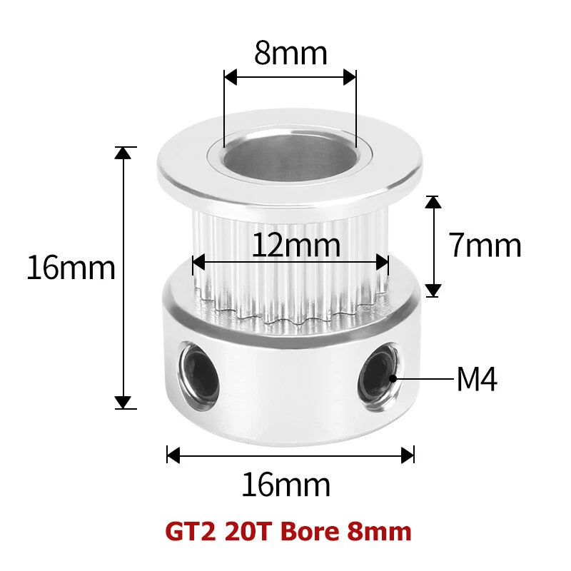 2GT 16T-40T Timing Belt Pulley Synchronous Aluminium 3D Printer Extruder Gear