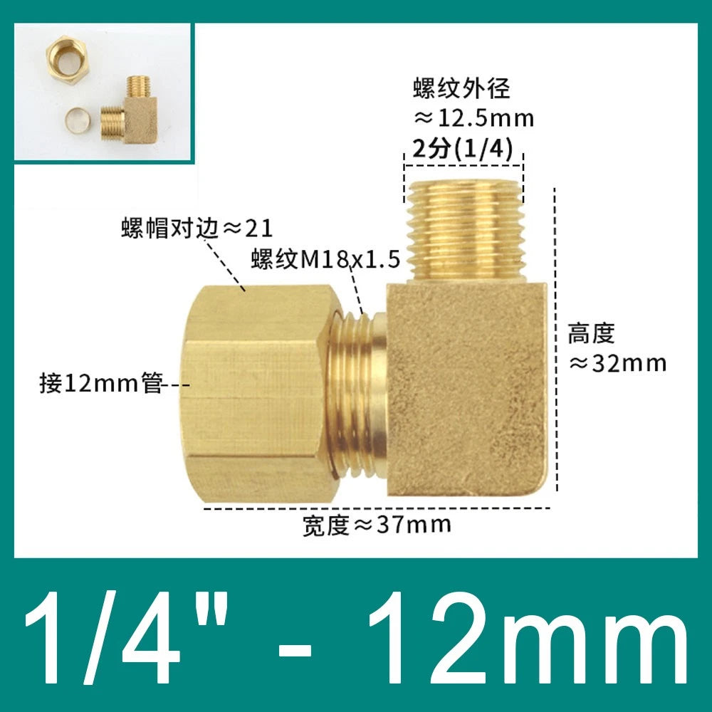 Brass Compression 90° Elbow Fittings for 6–12mm Copper Tube | Ferrule Connector