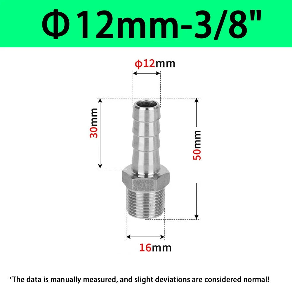 Male NPT Hose Barb Adapter Fittings – 316L Stainless Steel