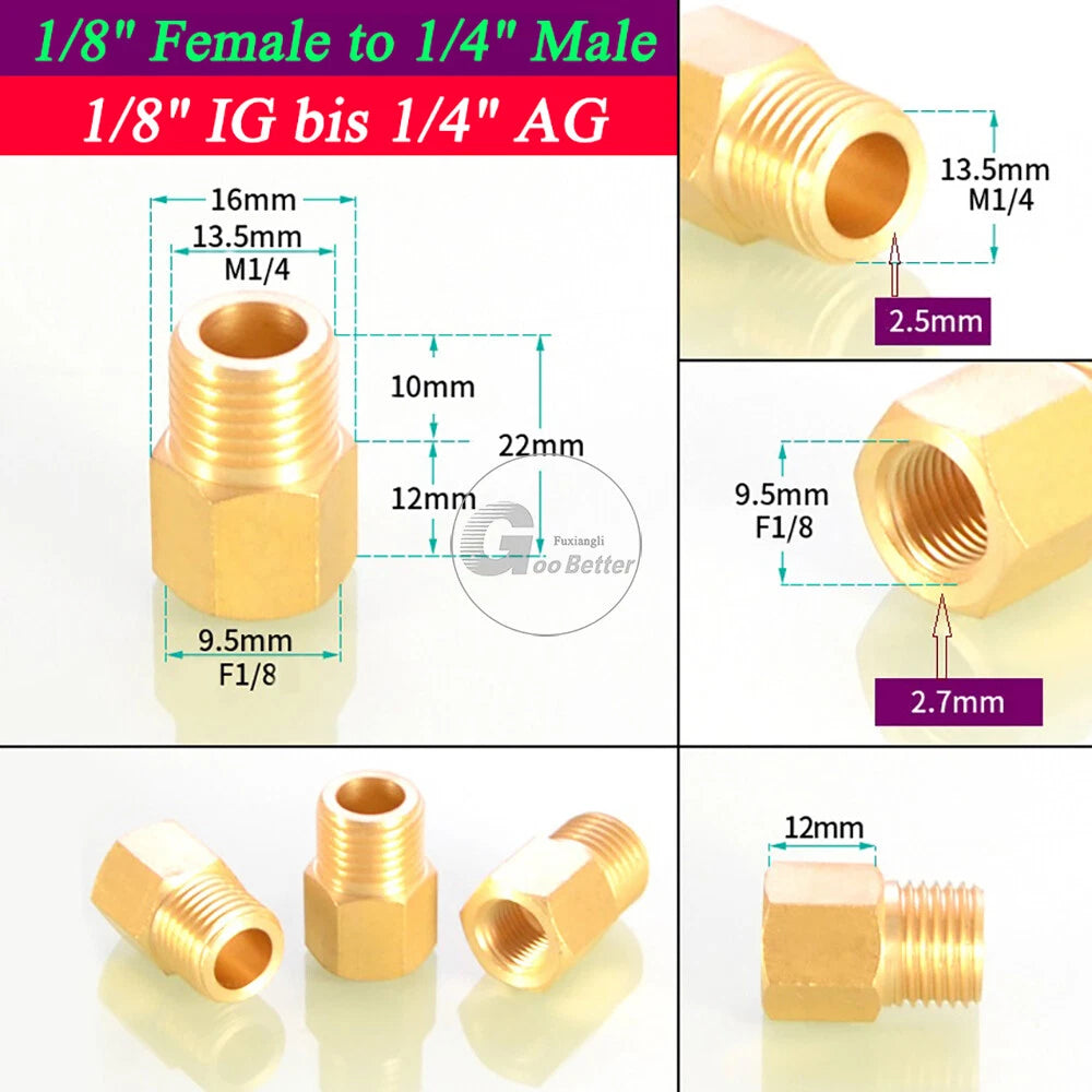 BSPT Reducing Adapter Fittings — Brass Female to Male, 1/8" to 2"
