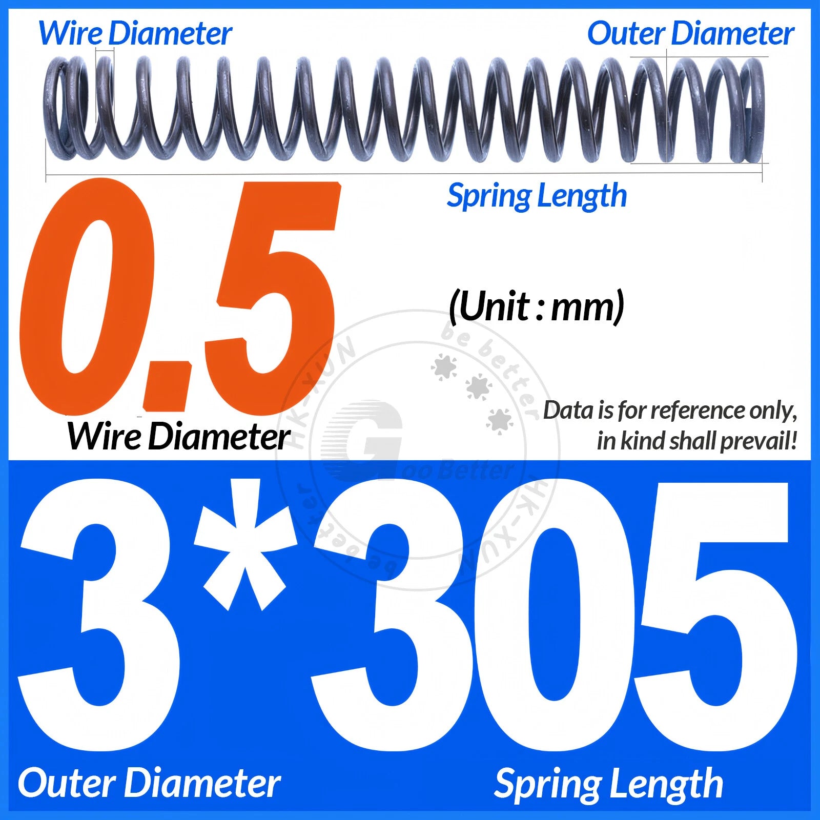 Length 305mm Compression Spring Pressure Springs OD 3-60mm Wire Dia 0.3mm-6.0mm