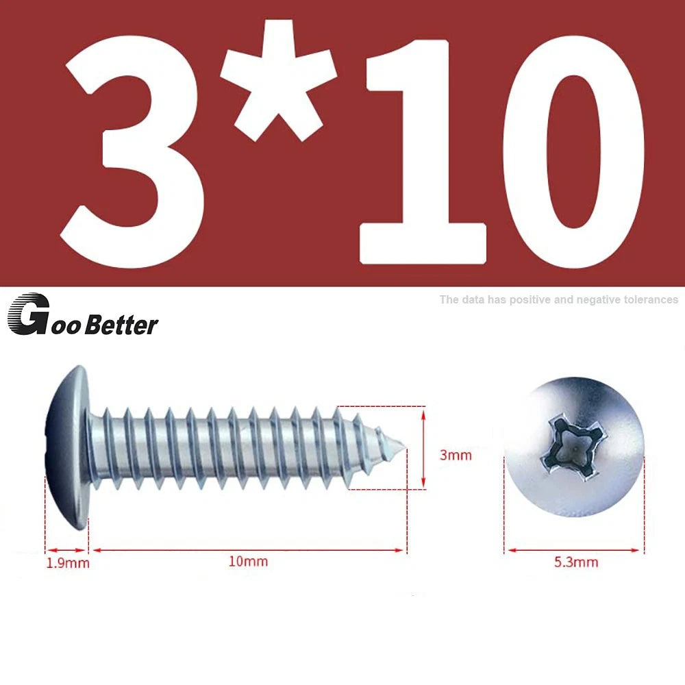 M3 M4 M5 M6 Pan Head Self Tapping Screws – Zinc Plated Carbon Steel