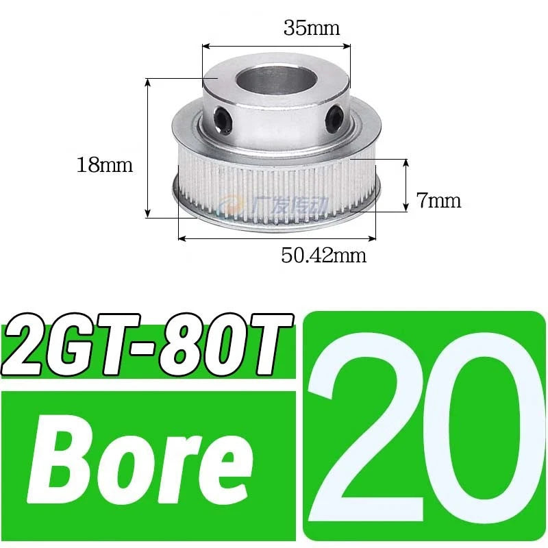 GT2 Timing Belt Pulley 16-100 Teeth 6-10mm Teeth Width Bore 3mm-25mm For 3D