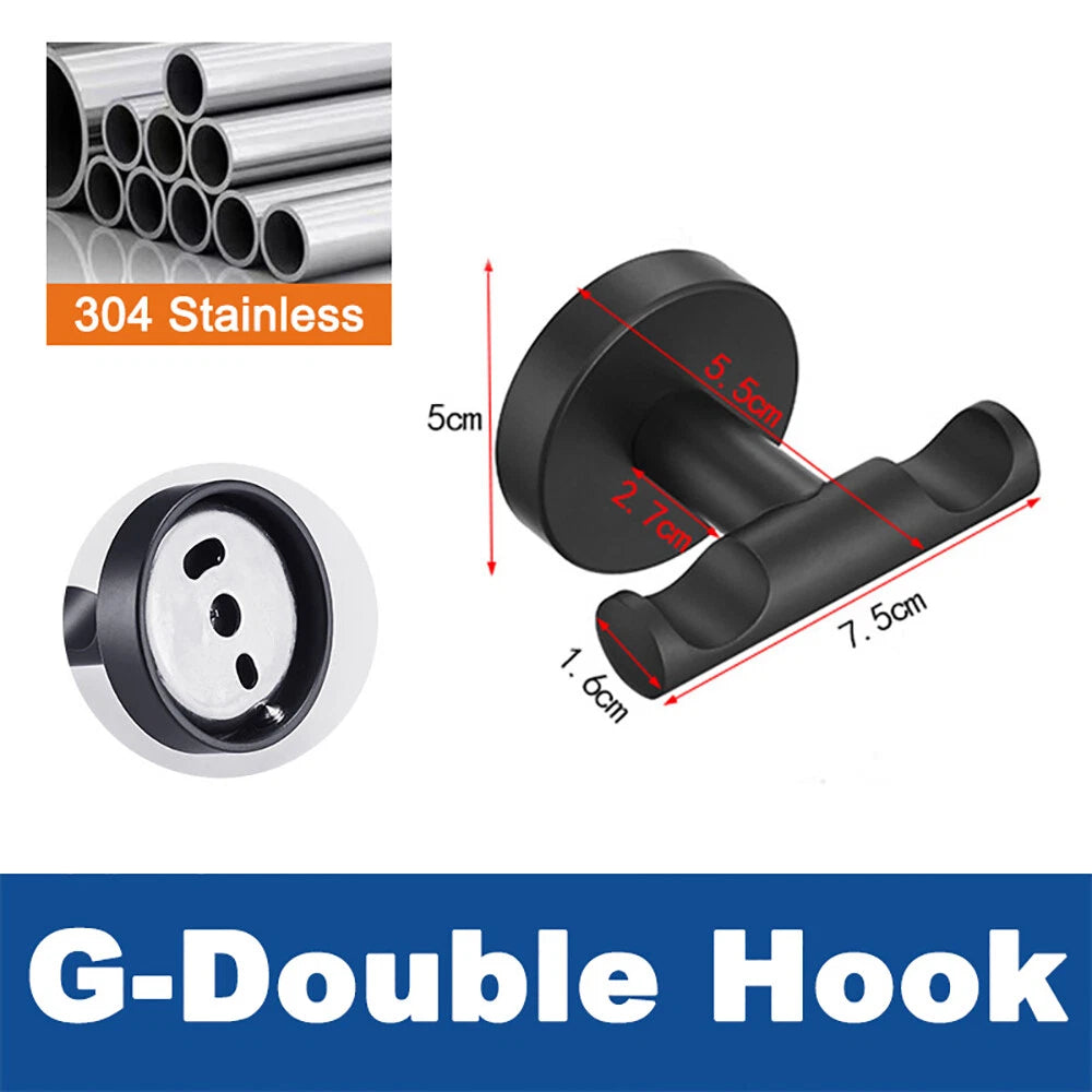 Coat Robe Hooks Stainless Wall Mount Door Hanger Bathroom Towel Black Multi-Type