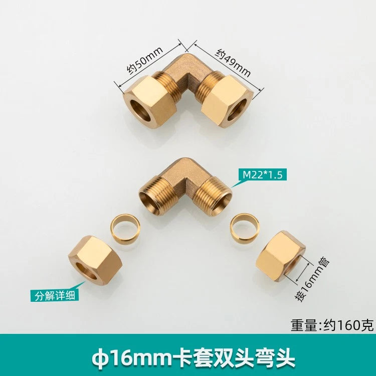 Brass Compression 90° Elbow Fitting — Double Ferrule Connector for Copper Tube