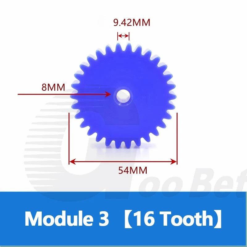 Module 3 Nylon Flat Gear Spur Gear Plastic 12-60 Tooth Pinion Motor Gear Blue