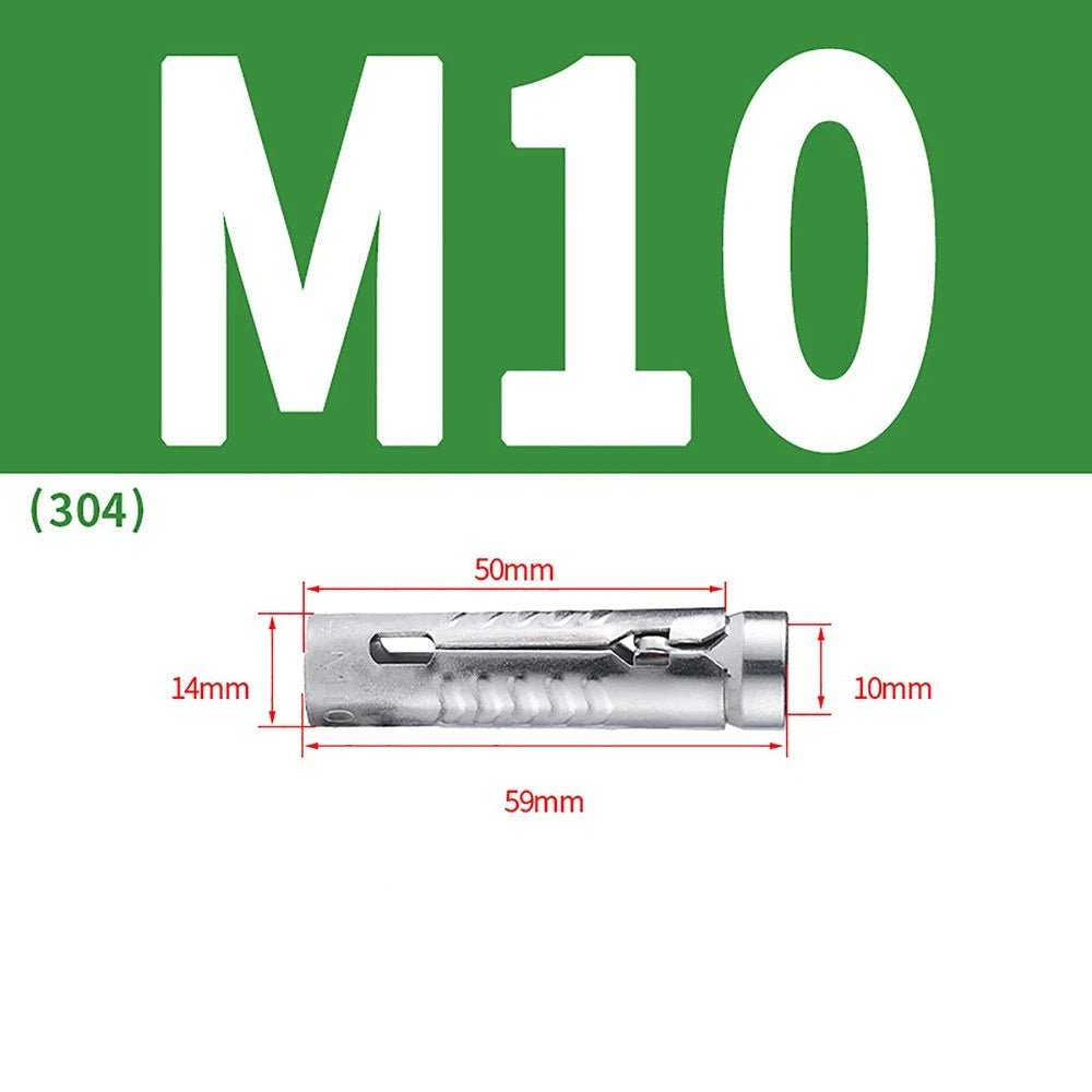 Stainless Steel Expansion Tube Bolts M6 M8 M10 M12 | 201 & 304 | 48mm–63mm - HomeDIYer