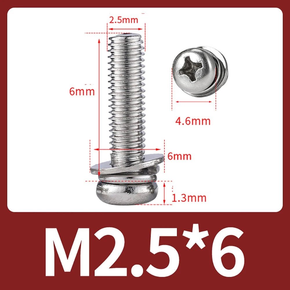 M2–M10 Phillips Button Head Machine Screws — 304 Stainless Steel - HomeDIYer