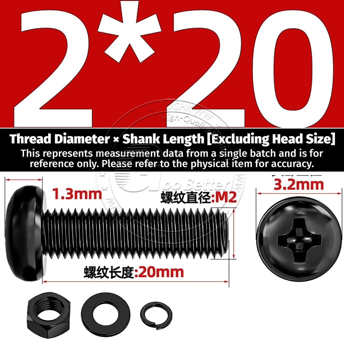 Black Phillips Pan Head Machine Screws with Washers — Metric M2 to M6 - HomeDIYer