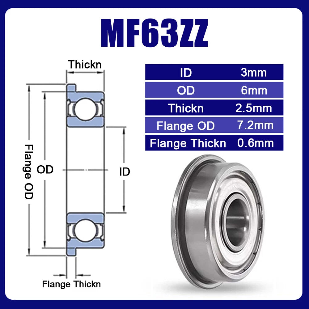 MF6000ZZ ~ MF6010ZZ Bearing Steel Miniature Double Shielded Flange Ball Bearings