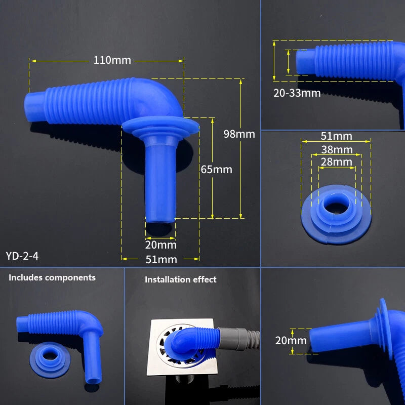 Washing Machine Drain Hose Connector — Y Splitter & Elbow Pipe Fitting Adapter