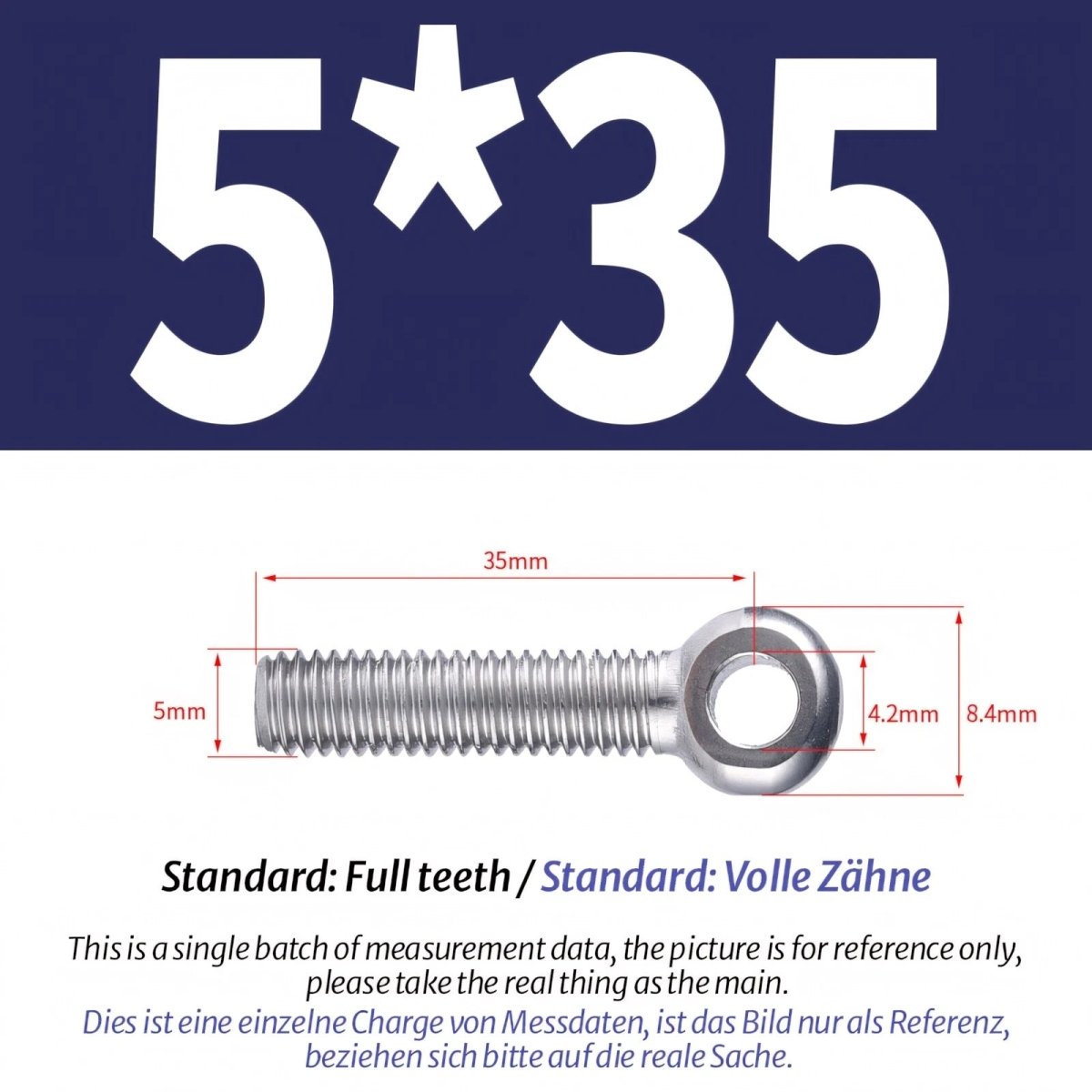 M5 M6 Stainless Steel Eye Bolts — A2 304 Threaded Ring Eyelet Screws for Catenary Wire & Hanging - HomeDIYer