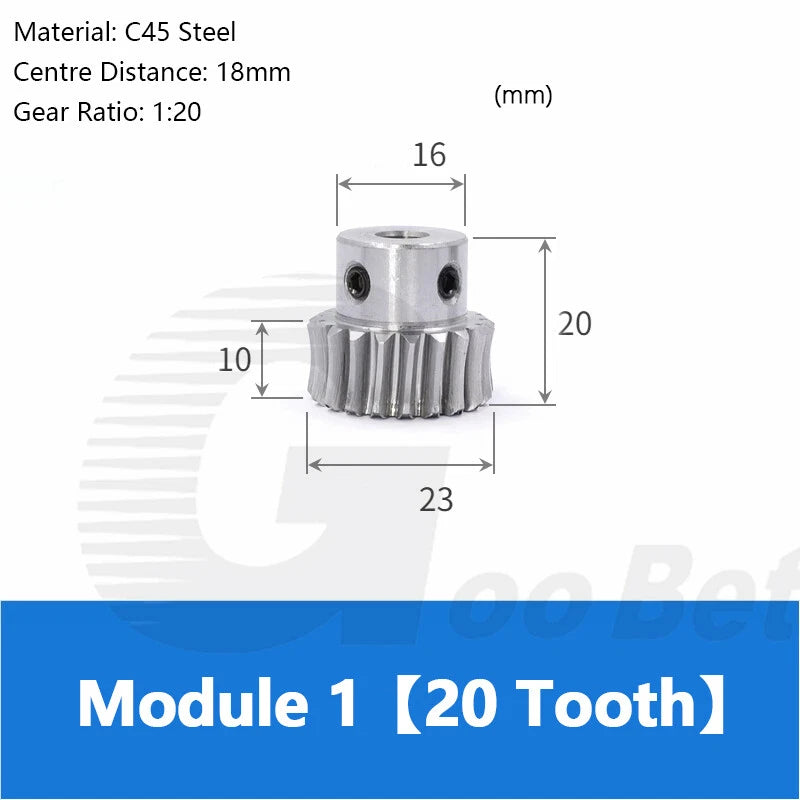 Module 1 Metal Worm Shaft Worm Gear Wheel C45 Steel 15 20/25/30/35/40/50/60Tooth