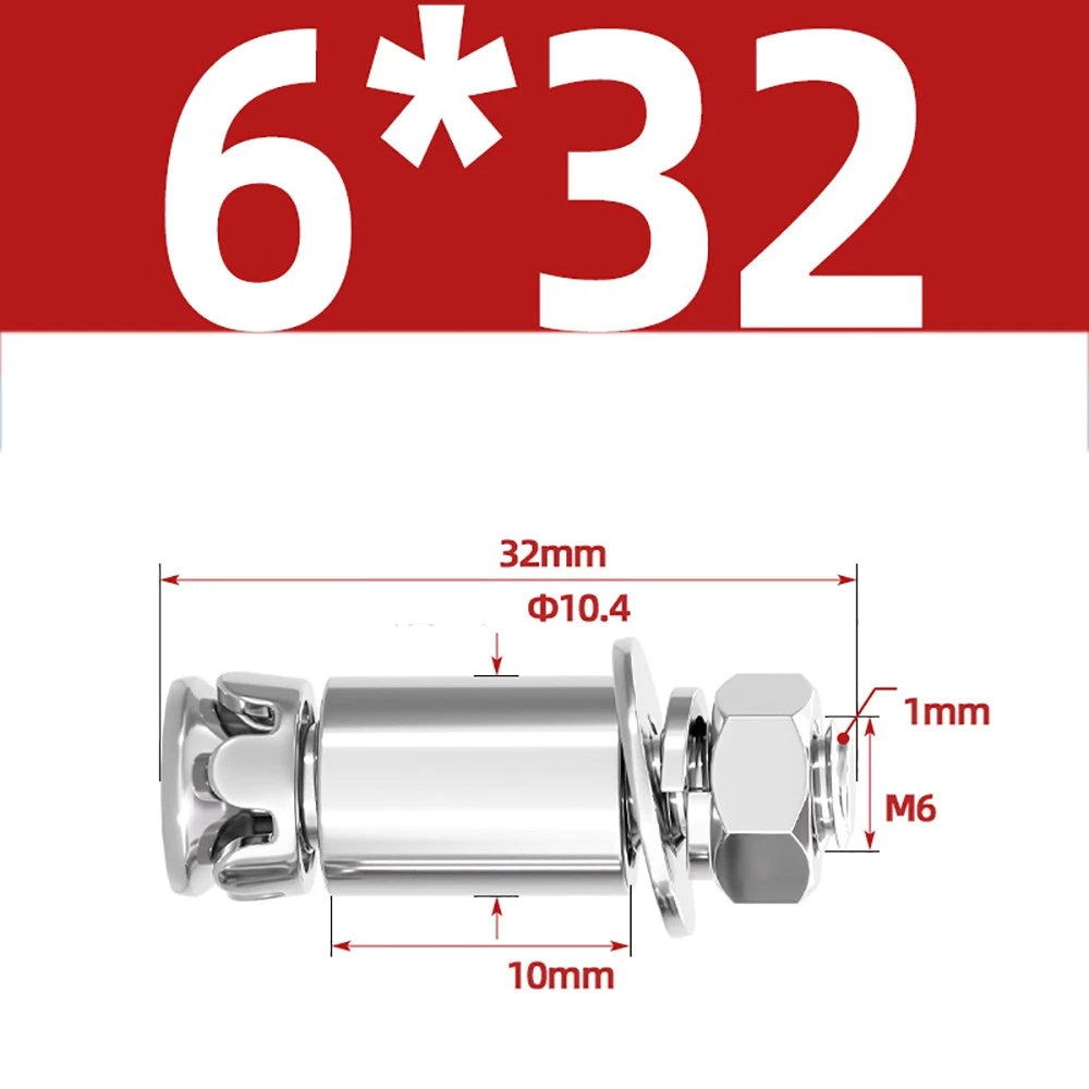 M6 M8 Stainless Steel Expansion Bolts for Marble & Concrete — 304 / 201 SS, 20–40mm