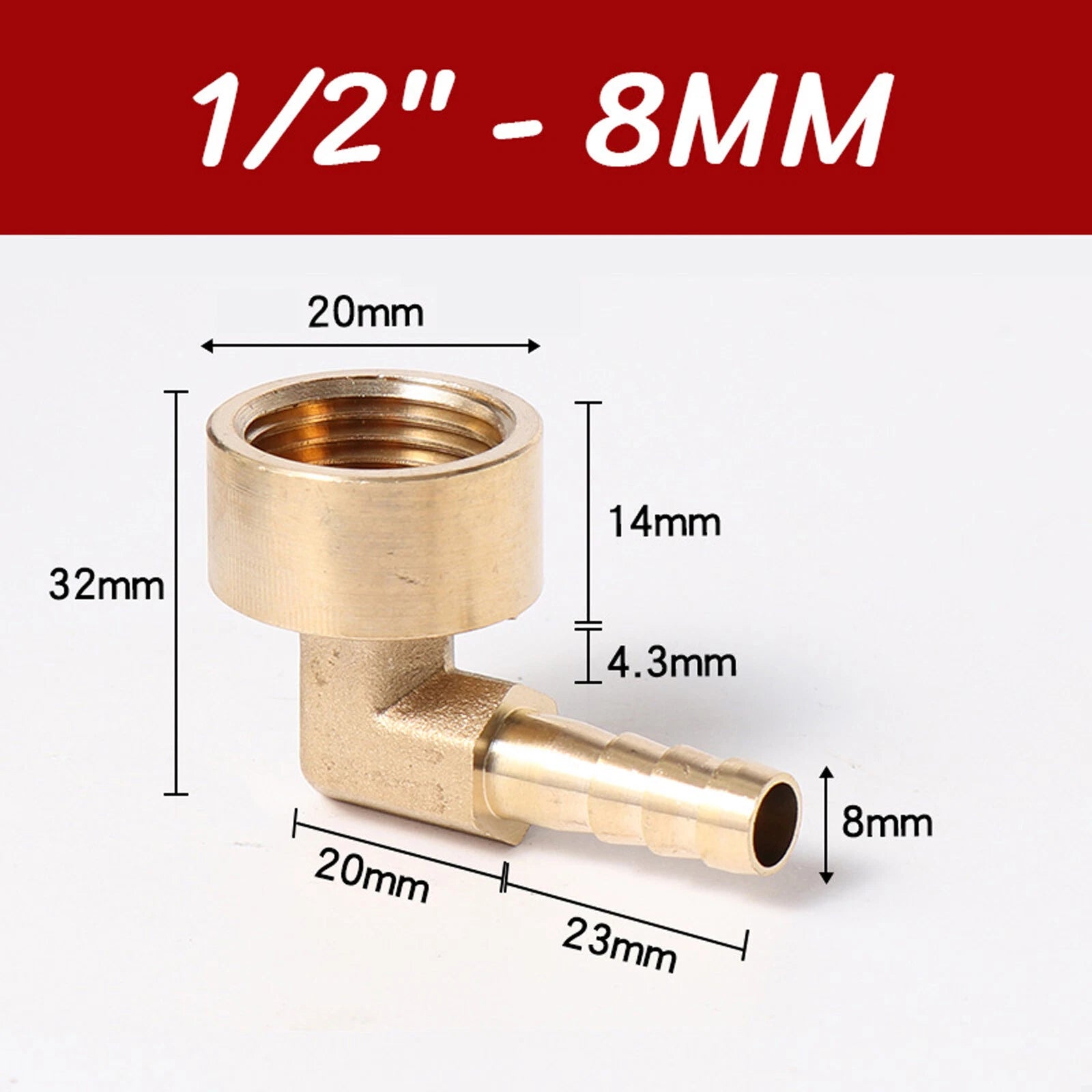 Brass 90° Elbow Barbed Hose Tail Fitting — Male & Female NPT Thread, Air Water