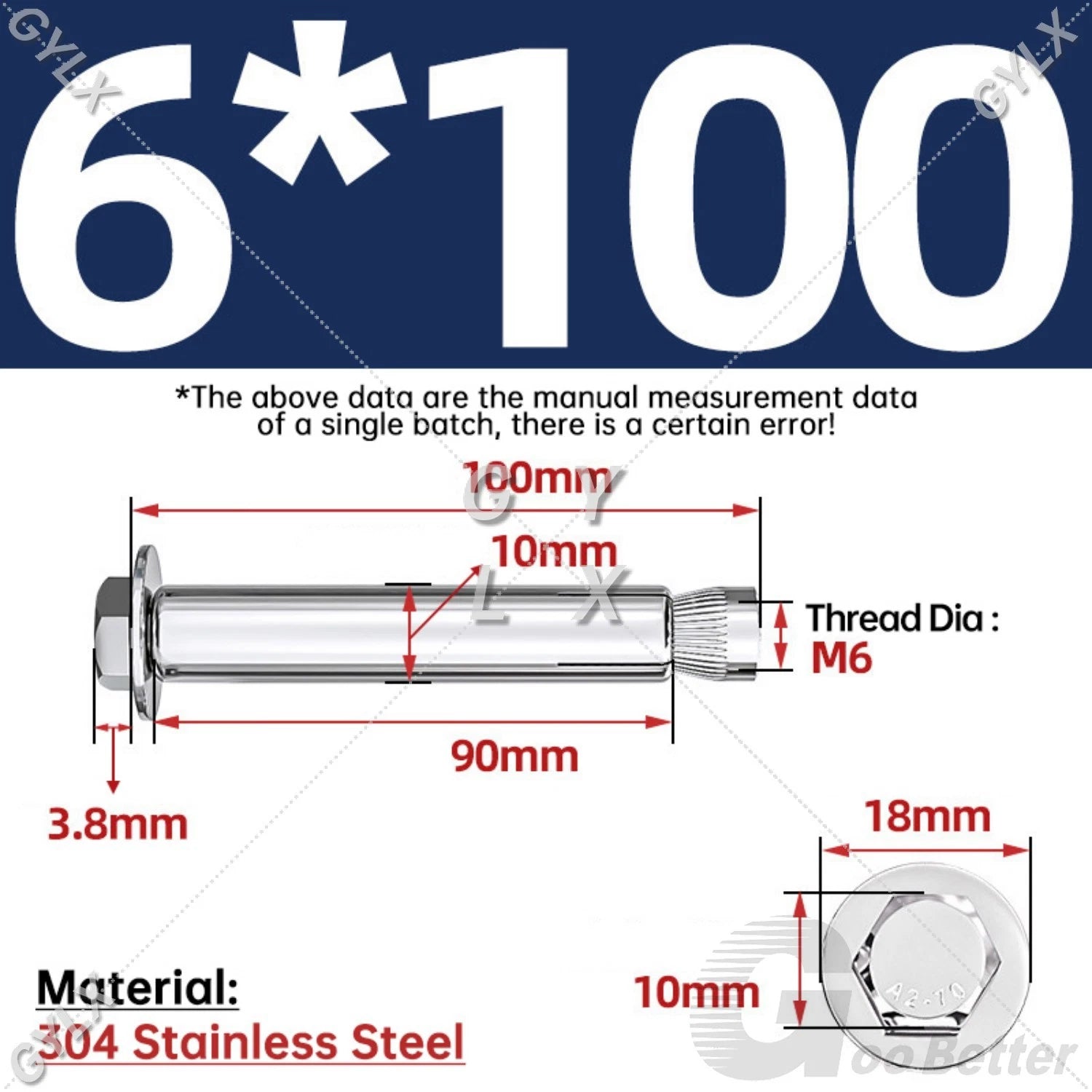 Expansion Anchor Bolts for Masonry — M6 to M16, Stainless Steel & Zinc-Coated