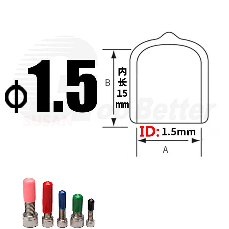 PVC End Caps for Screws, Bolts & Rods – Thread Protector Covers, 1.3–90mm, Black