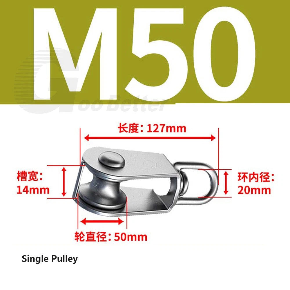 Lifting Rope Pulley Swivel Hanging Wire Towing Wheel Heavy Duty Stainless Steel