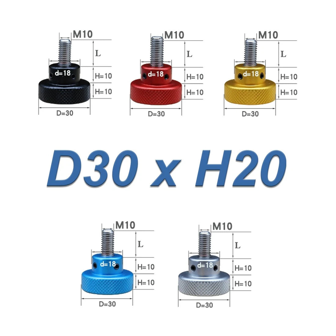 M10 Knurled Thumb Screws Aluminum + Stainlessl Hand Grip Knob Bolts High Type