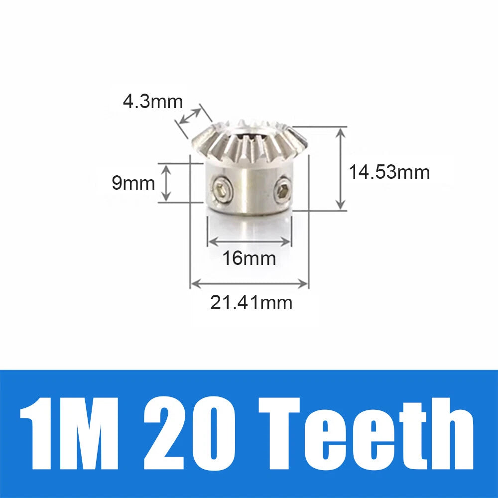 1-3 Module 15-30 Teeth Stainless Steel Umbrella Bevel Gear 90° Angle, Ratio 1:1