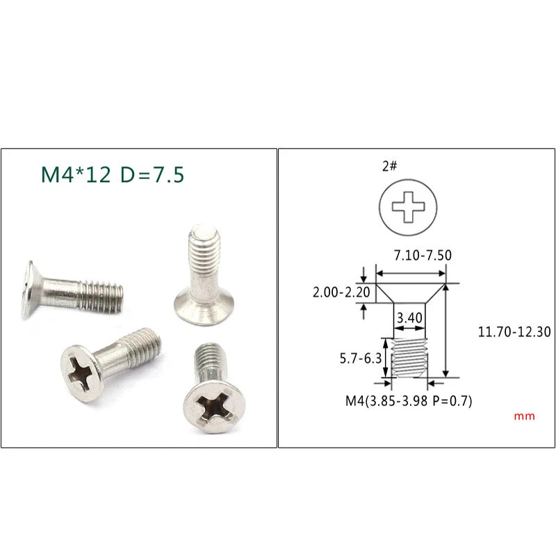 M4 M5 M6 Phillips Countersunk Screws – Zinc Plated Carbon Steel, 6–24mm Lengths (Bulk Pack)