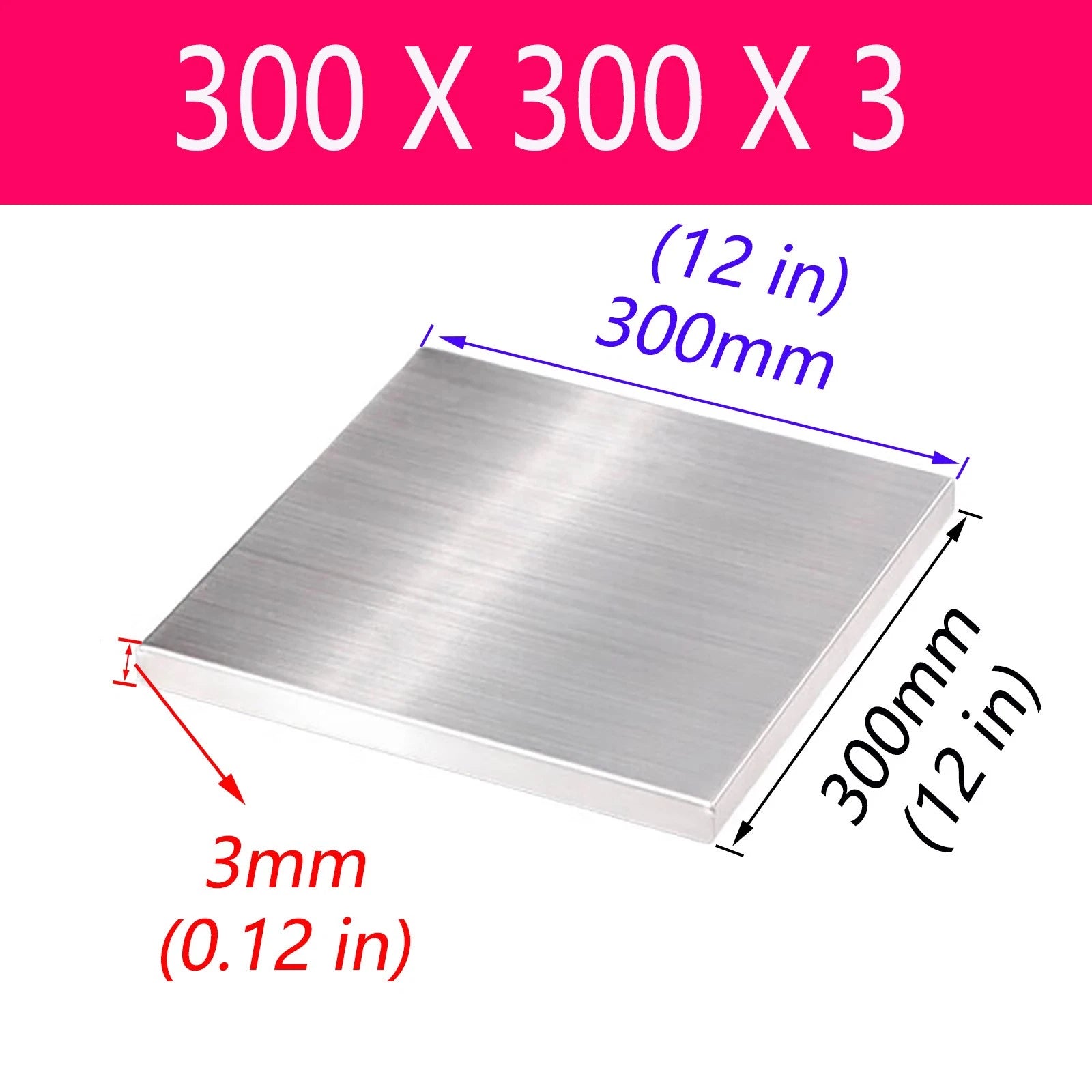 Stainless Steel Sheet Bright Polish 3mm Thick Many Size Grade A2 304 L50-450mm