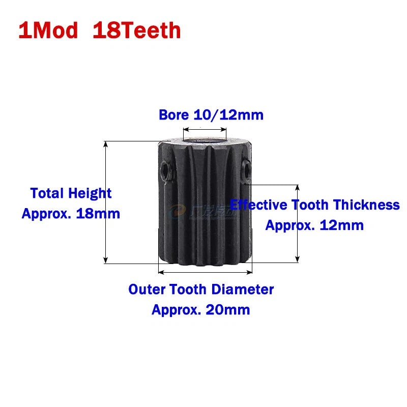 1 Module Spur Gears 10-25 Teeth 45# Steel Pinion Gear Motor Transmission Gears