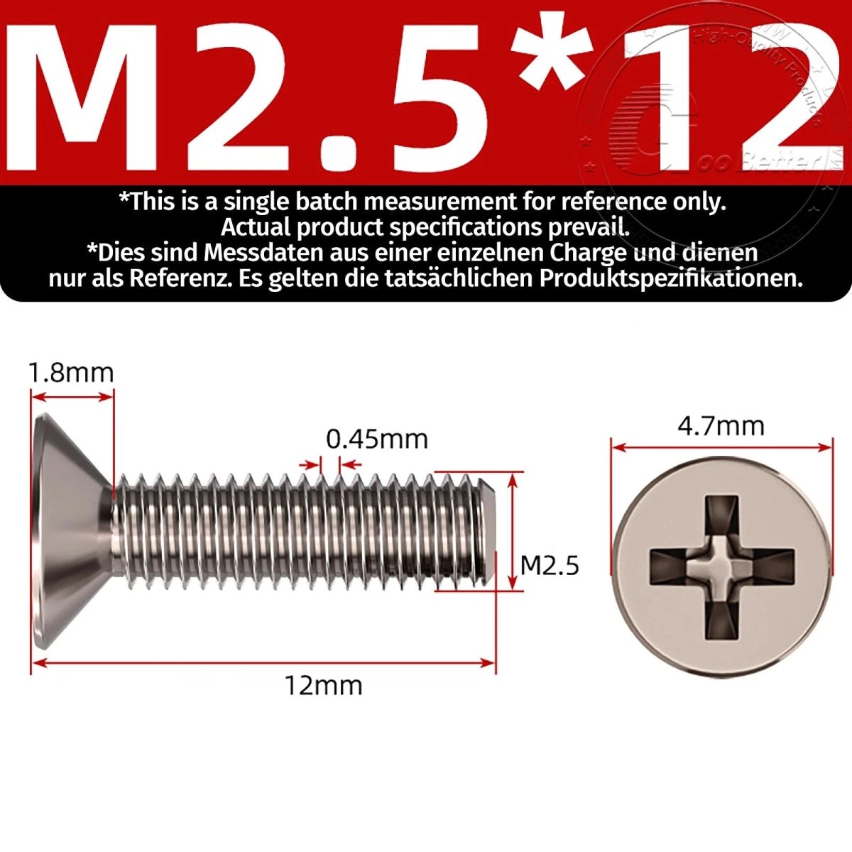 Titanium Phillips Flat Head Machine Screws — GR2 Countersunk, M2 to M8 - HomeDIYer