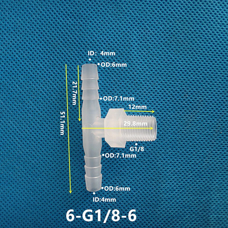Plastic Male Thread 3-Way Hose Barb Connector — BSP & Metric, Equal Diameter