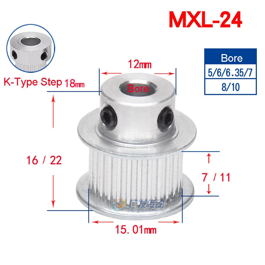 MXL 14-60T Timing Belt Pulley Pitch 2.032mm CNC Drive Pulleys Tooth Width 7mm